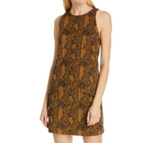 Joie Shift Dress XXS yellow and black animal print, oversized, sleeveless, good - Picture 3 of 8